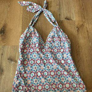 Helen Jon Blue Geometric Halter Top size XS